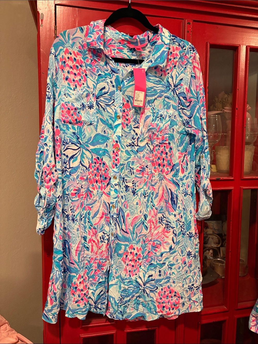 Lilly Pulitzer Natalie Coverup Zanzibar Blue Party Princess Size L NWT